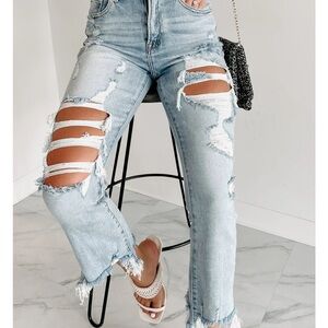 Risen Distressed Cropped Flare Women's Jeans, Size 13/31